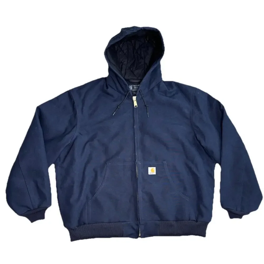 Carhartt Hooded Quilted Jacket Chore Coat Mens XL Dark Navy Vintage USA J0140 - Picture 1 of 6